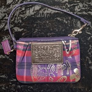 Coach Plaid Poppy Wristlet